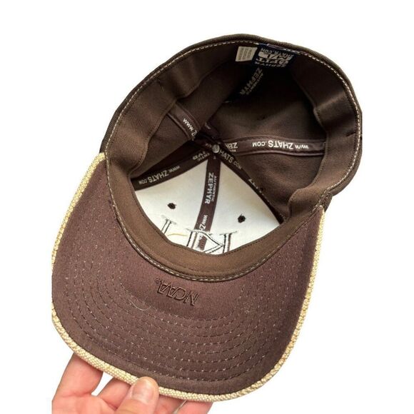 KU Adjustable Zephyr Z-Fit Cap M/L Brown & Beige University of Kansas hat - Picture 2 of 6